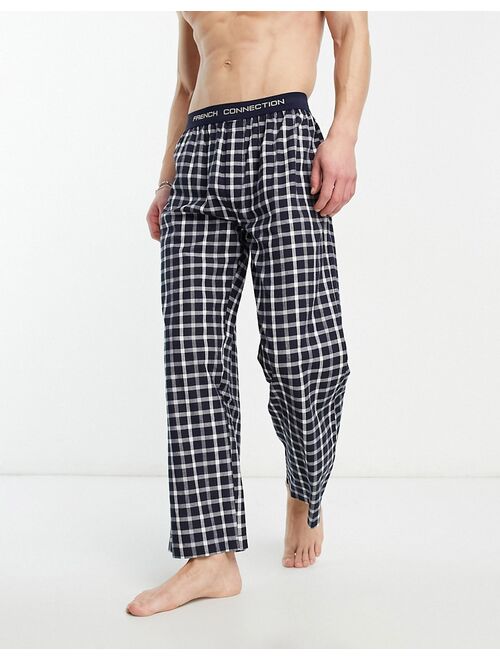 French Connection pajama bottoms in blue and white check