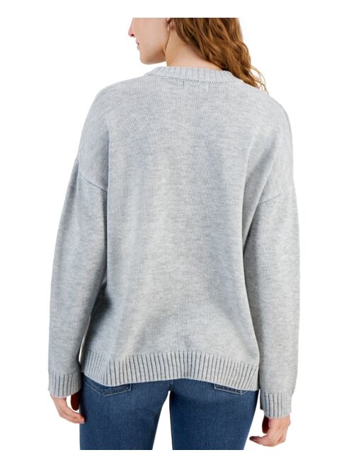 Just Polly Juniors' Ribbed-Edge New York Sweater