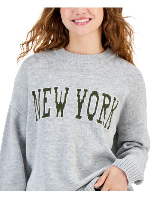 Just Polly Juniors' Ribbed-Edge New York Sweater