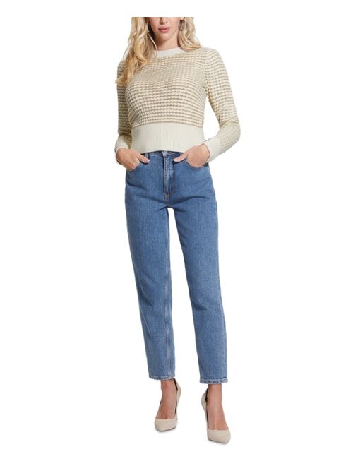 GUESS Women's Georgie Waffle-Knit Crewneck Sweater