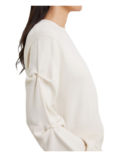 French Connection Women's Imitation Pearl-Sleeve Sweater