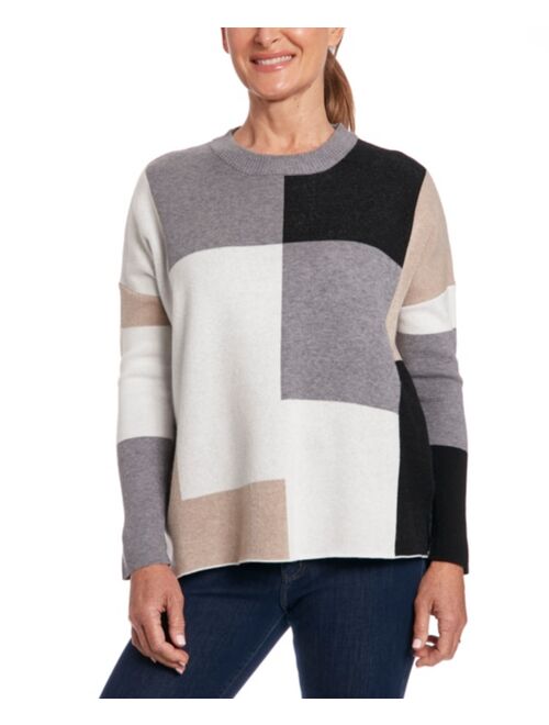 Joseph A Women's Color Block Crewneck Pullover Sweater