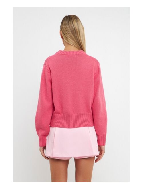 English Factory Women's Relaxed Fit Pink Sweater