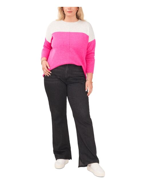 Vince Camuto Plus Size Extended Shoulder Color-Blocked Sweater