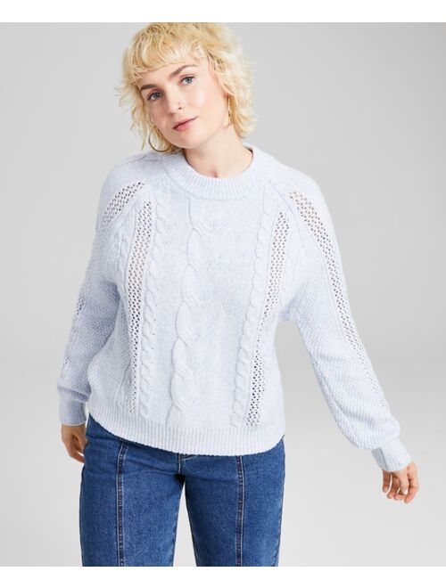 And Now This Women's Cable-Knit Raglan-Sleeve Sweater, Created for Macy's