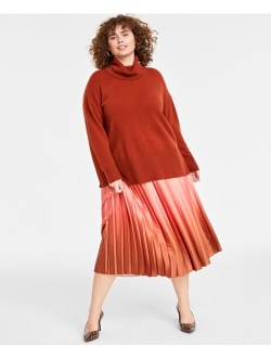 Plus Size Turtleneck Long-Sleeve 100% Cashmere Sweater, Created for Macy's