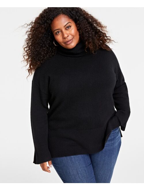 Charter Club Plus Size Turtleneck Long-Sleeve 100% Cashmere Sweater, Created for Macy's