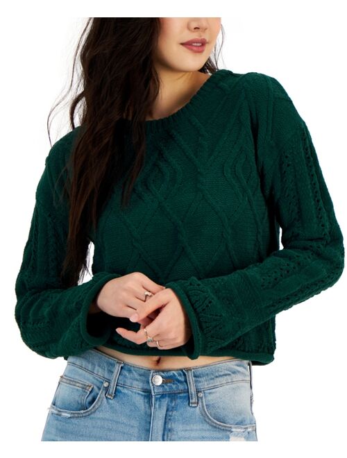 New Look Planet Heart Juniors' Chenille Cropped Sweater