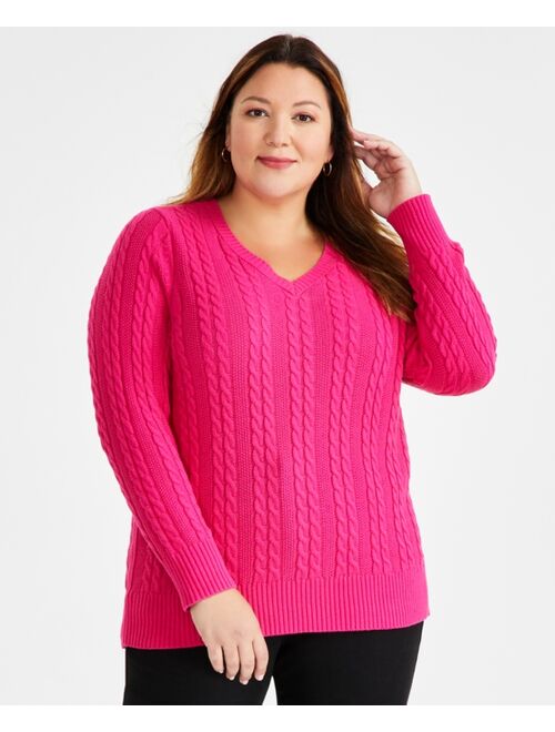 Style & Co Plus Size Cable Knit Sweater, Created for Macy's