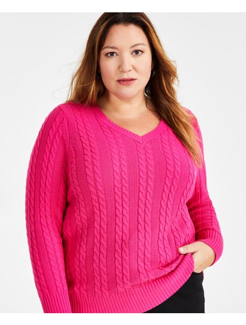 Style & Co Plus Size Cable Knit Sweater, Created for Macy's