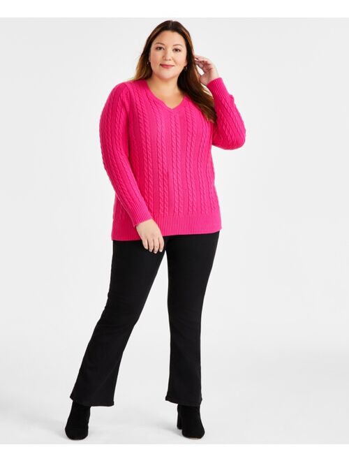 Style & Co Plus Size Cable Knit Sweater, Created for Macy's