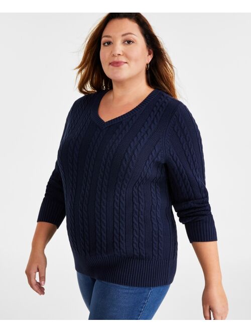 Style & Co Plus Size Cable Knit Sweater, Created for Macy's