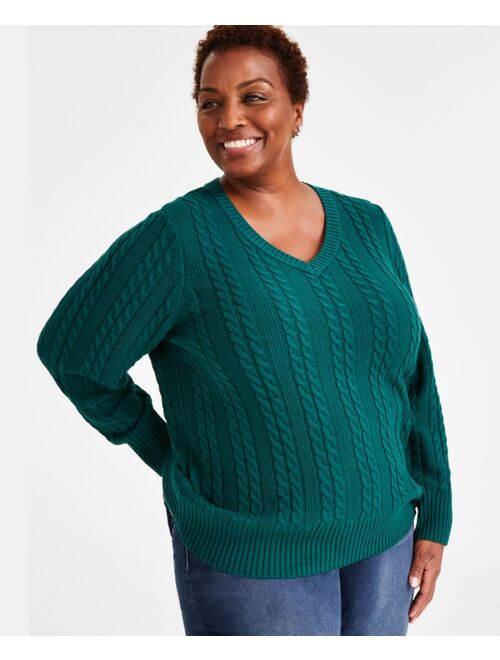 Style & Co Plus Size Cable Knit Sweater, Created for Macy's