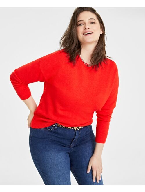 On 34th Plus Size Crewneck Sweater, Created for Macy's