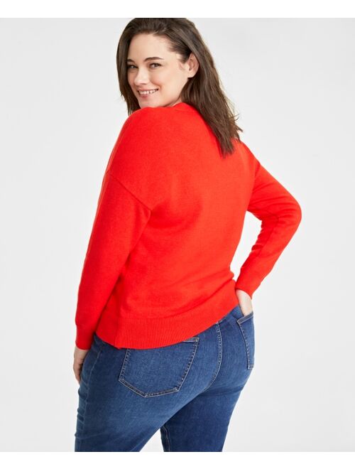 On 34th Plus Size Crewneck Sweater, Created for Macy's