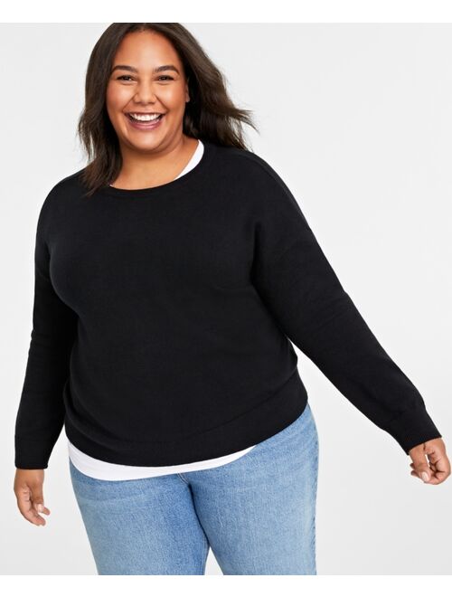 On 34th Plus Size Crewneck Sweater, Created for Macy's