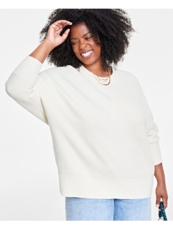 On 34th Plus Size Dolman-Sleeve Crewneck Sweater, Created for Macy's