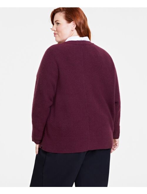 On 34th Plus Size Dolman-Sleeve Crewneck Sweater, Created for Macy's