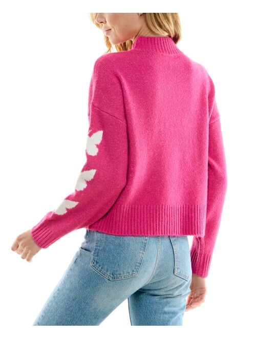 Ultra Flirt Juniors' Butterflies Mock-Turtleneck Sweater