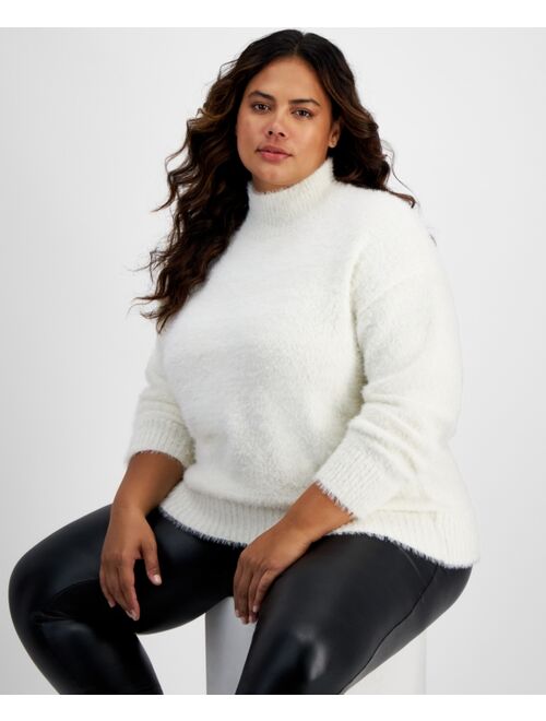 And Now This Trendy Plus Size Eyelash Mock Neck Sweater