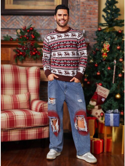 Shein Men Christmas Pattern Sweater