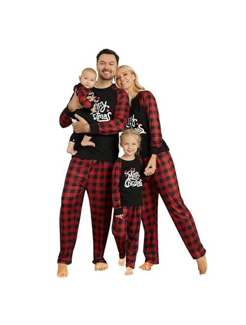 Mumetaz Christmas Pajamas for Family Set Tree Plaid Snowman Striped Reindeer Santa PJs Women Men Clothes Sleepwear