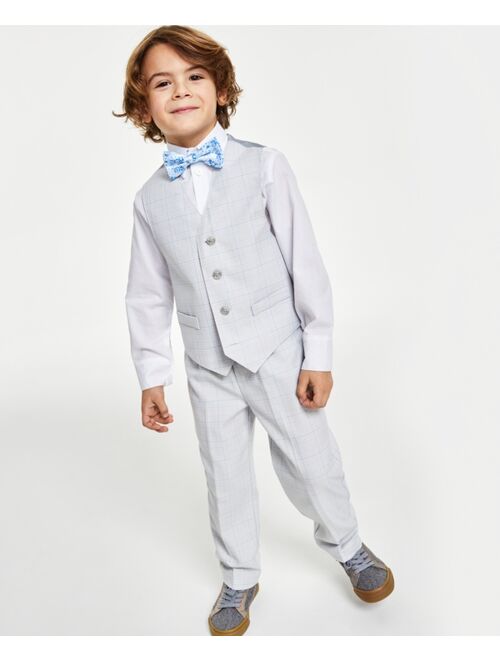 NAUTICA Little Boys 4-Pc. Tinted Windowpane Vest Set