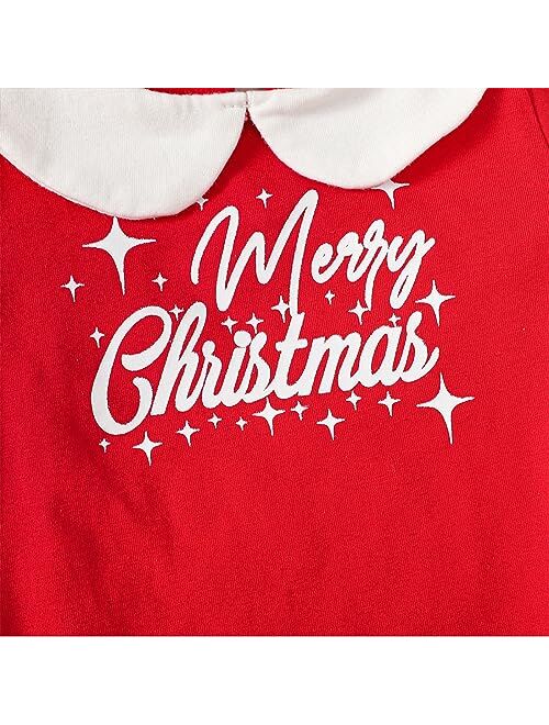 Aslaylme Newborn Girl Christmas Clothes Baby Xmas Outfit Merry Christmas Bodysuit Plaid Skirt Set