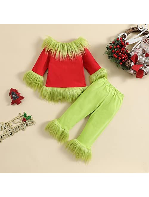 FreshBeautiCity Newborn Baby Boy Girl First Christmas Outfit Long Sleeve Letter Cute Romper Plush Suspender Pants Or Skirt