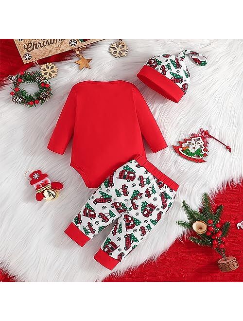 LAGKIYOJ My First Christmas Newborn Outfit Baby Boy Girl Merry Christmas Romper Onesie Pants Set Fall Winter Xmas Clothes