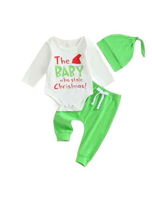 LAGKIYOJ My First Christmas Newborn Outfit Baby Boy Girl Merry Christmas Romper Onesie Pants Set Fall Winter Xmas Clothes