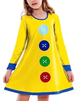 Deerose Girls Halloween Dress Long Sleeve Printed Swing Dresses Fancy Tshirt Dress 3-12 Years