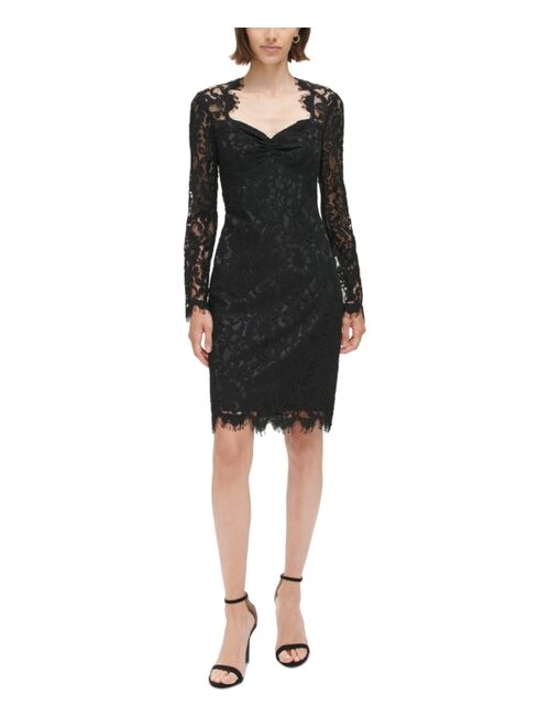 ELIZA J Women's Sweetheart-Neck Floral-Lace Sheath Dress