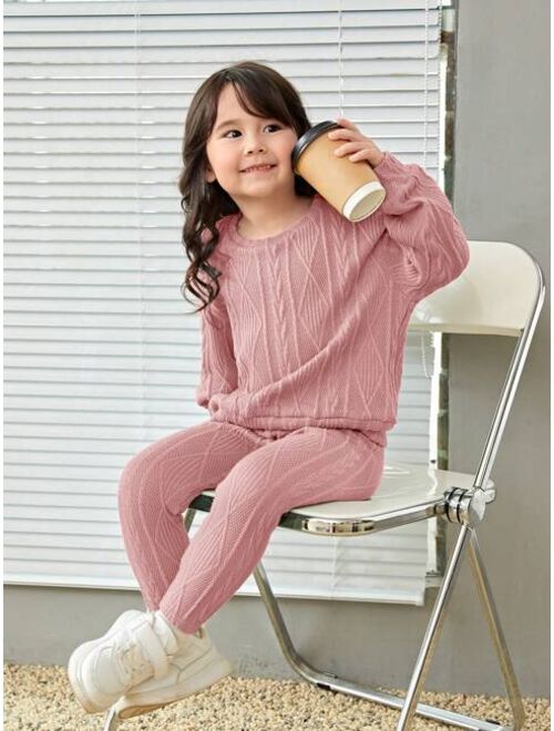 SHEIN Kids EVRYDAY Toddler Girls Drop Shoulder Top & Leggings