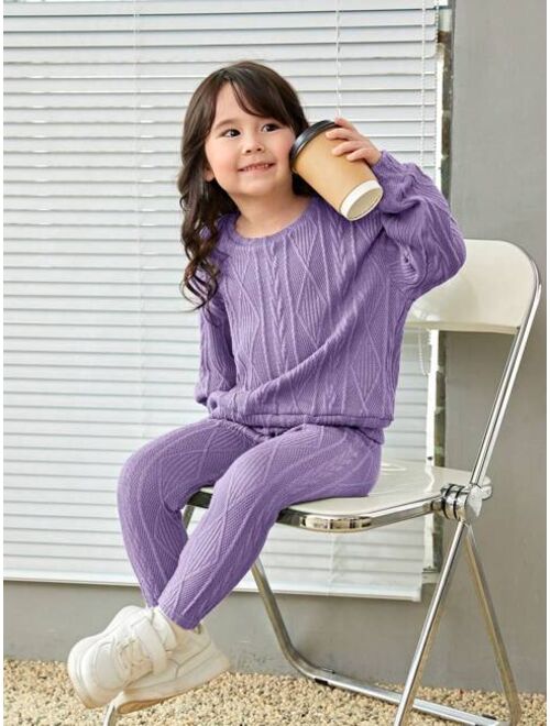 SHEIN Kids EVRYDAY Toddler Girls Drop Shoulder Top & Leggings