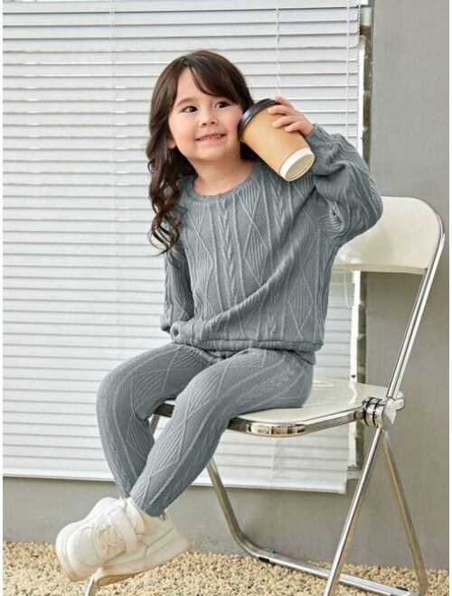 SHEIN Kids EVRYDAY Toddler Girls Drop Shoulder Top & Leggings