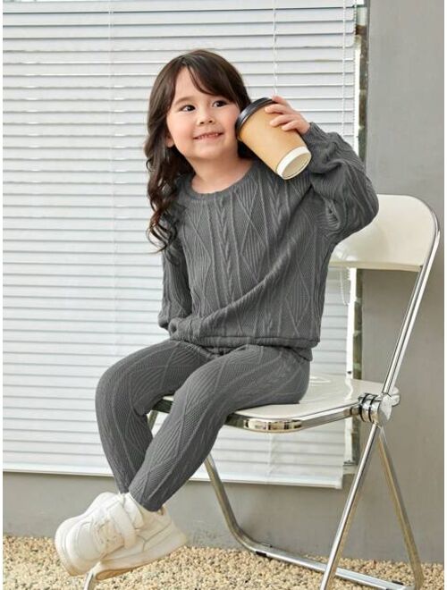 SHEIN Kids EVRYDAY Toddler Girls Drop Shoulder Top & Leggings