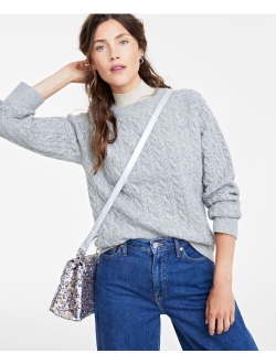 ON 34TH Women's Perfect Cable-Knit Crewneck Sweater, Created for Macy's