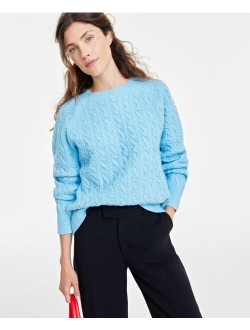 ON 34TH Women's Perfect Cable-Knit Crewneck Sweater, Created for Macy's