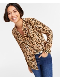 ON 34TH Women's Button-Front Crepe Shirt, Created for Macy's