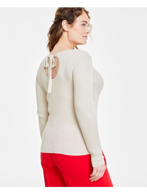 ON 34TH Women's Bow-Back Metallic-Knit Sweater, Created for Macy's