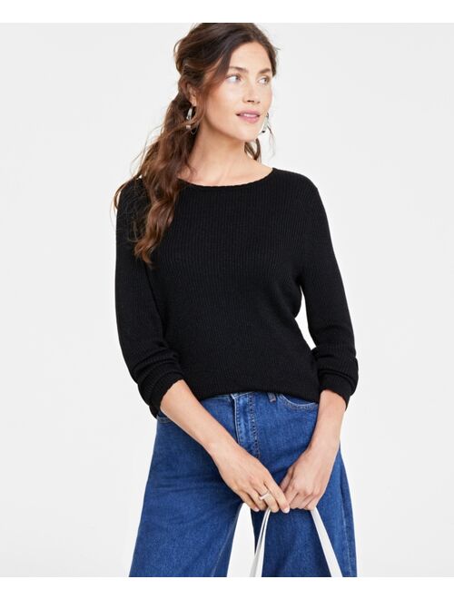 ON 34TH Women's Bow-Back Metallic-Knit Sweater, Created for Macy's