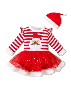 VINUOKER Newborn Baby Girls 1st Christmas Outfits,Infant Girls Xmax Dress,Baby Girl Christmas Romper Santa Baby Clothes