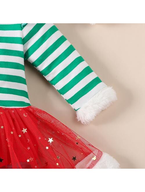 VINUOKER Newborn Baby Girls 1st Christmas Outfits,Infant Girls Xmax Dress,Baby Girl Christmas Romper Santa Baby Clothes