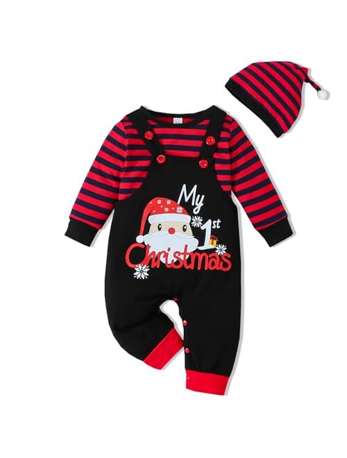 VINUOKER Baby Boy Halloween Clothes,Long Sleeve T-Shirt + Overalls,3pc My First Halloween Outfit,Infant Suspender Outfit Set