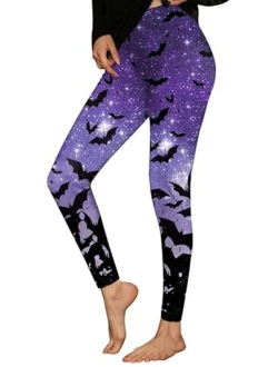 Spadehill Halloween Leggings for Women Funny Graphic Stretchy Pants