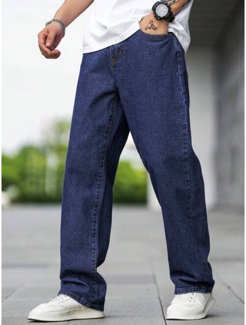 Manfinity Hypemode Men Cotton Slant Pocket Loose Fit Jeans