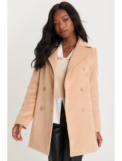 Buy Lulus Chic Attitude Camel Suede Cropped Double Breasted Coat online Topofstyle