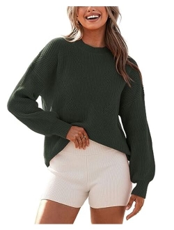 BTFBM Women's Casual Long Sleeve Pullover Sweaters Crew Neck Oversized Ribbed Knit 2023 Fall Winter Sweater Jumper Tops