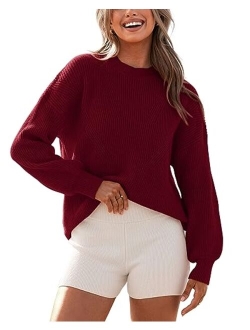 BTFBM Women's Casual Long Sleeve Pullover Sweaters Crew Neck Oversized Ribbed Knit 2023 Fall Winter Sweater Jumper Tops